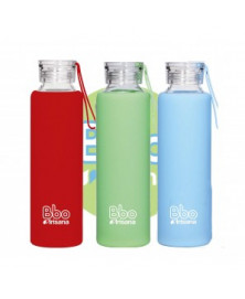 BOTELLA REUTILIZABLE 550 VERDE CON FUNDA DE SILICONA