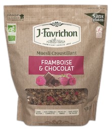 MUESLI CRUJIENTE FRAMBUESA Y CHOCOLATE FAVRICHON 375 GR BIO