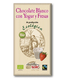 CHOCOLATE BLANCO YOGUR Y FRESAS CHOCOLATES SOLÉ 100GR BIO