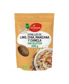 SEMILLAS LINO MOLIDAS CON CHÍA, CANELA Y MANZANA 200GR BIO EL GRANERO