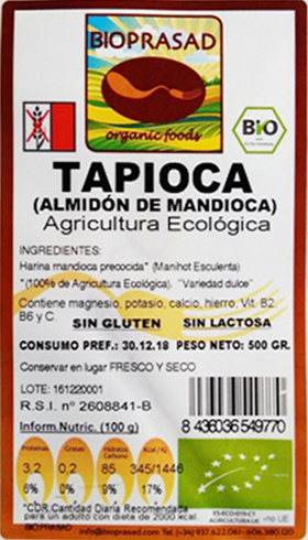 harina tapioca 500 etiqueta bioprasad