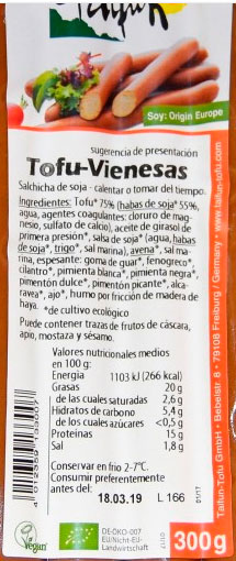 salchichas de tofu vienesas