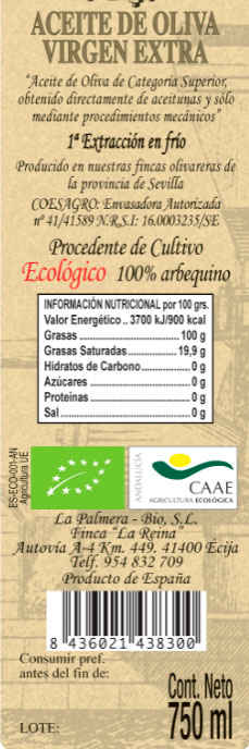 aceite de oliva olae etiqueta