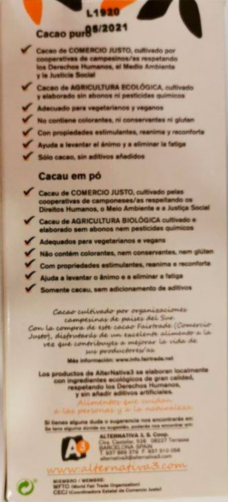 cacao puro desgrasado alternativa 3