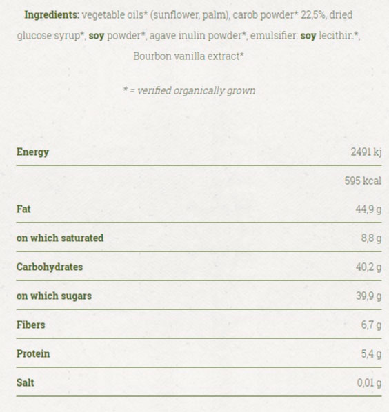 Crema de algarroba etiquetado bio