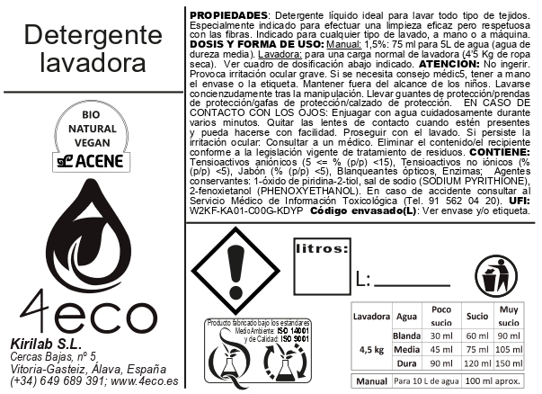 Detergente lavadora