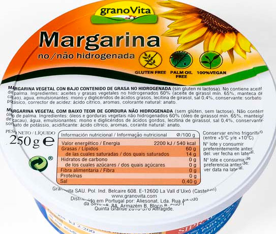 margarina girasol etiqueta