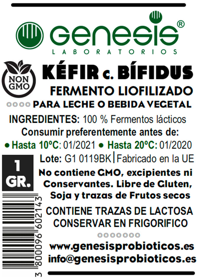 Etiquetado bifidus Kefir etiquetado