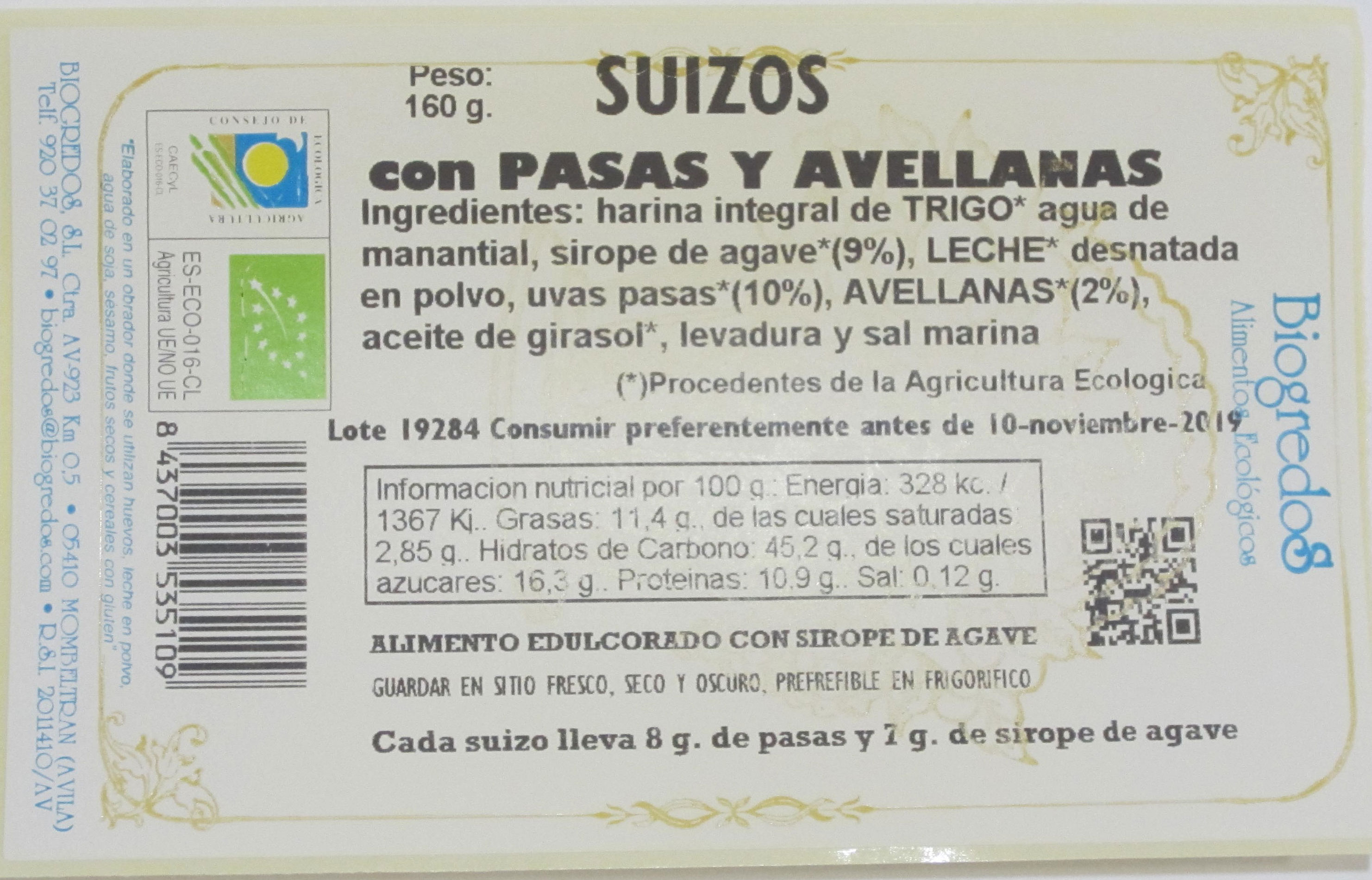 galleta avena y pasas biogredos etiqueta