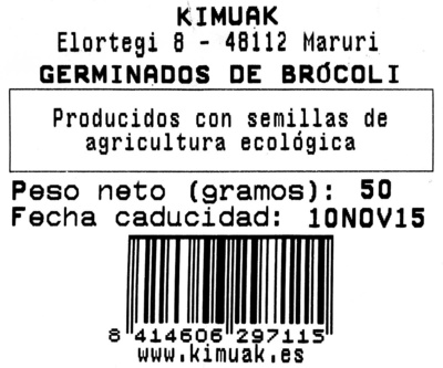 germinado de brocoli etiqueta