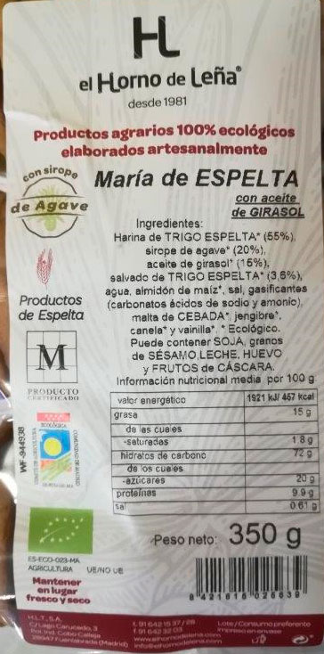 maria espelta de horno de leña etiqueta