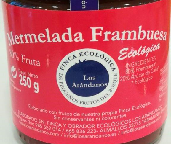 MERMELADA DE FRAMBUESA LOS ARANDANOS