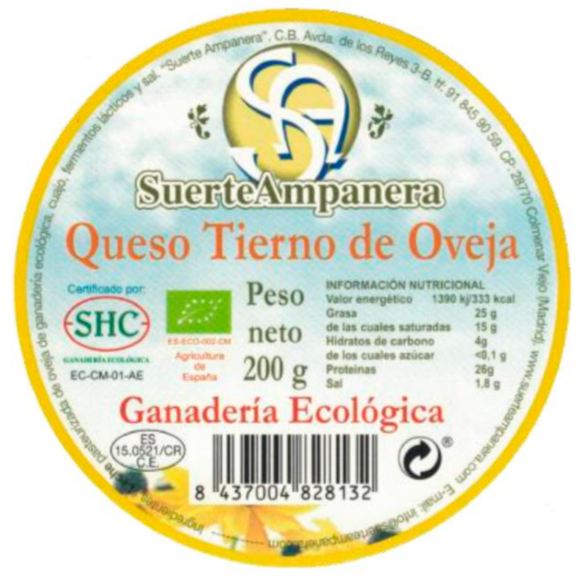 queso tierno de oveja suerteampanera etiqueta
