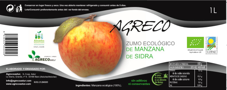 zumo de manzana agreco etiqueta